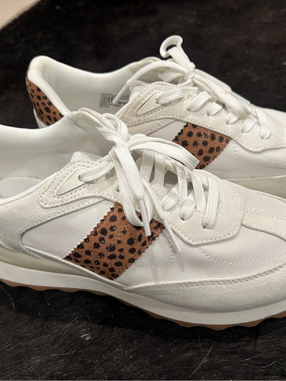 Steve Madden White Women's Casual Sneakers with Brown Leopard Accent